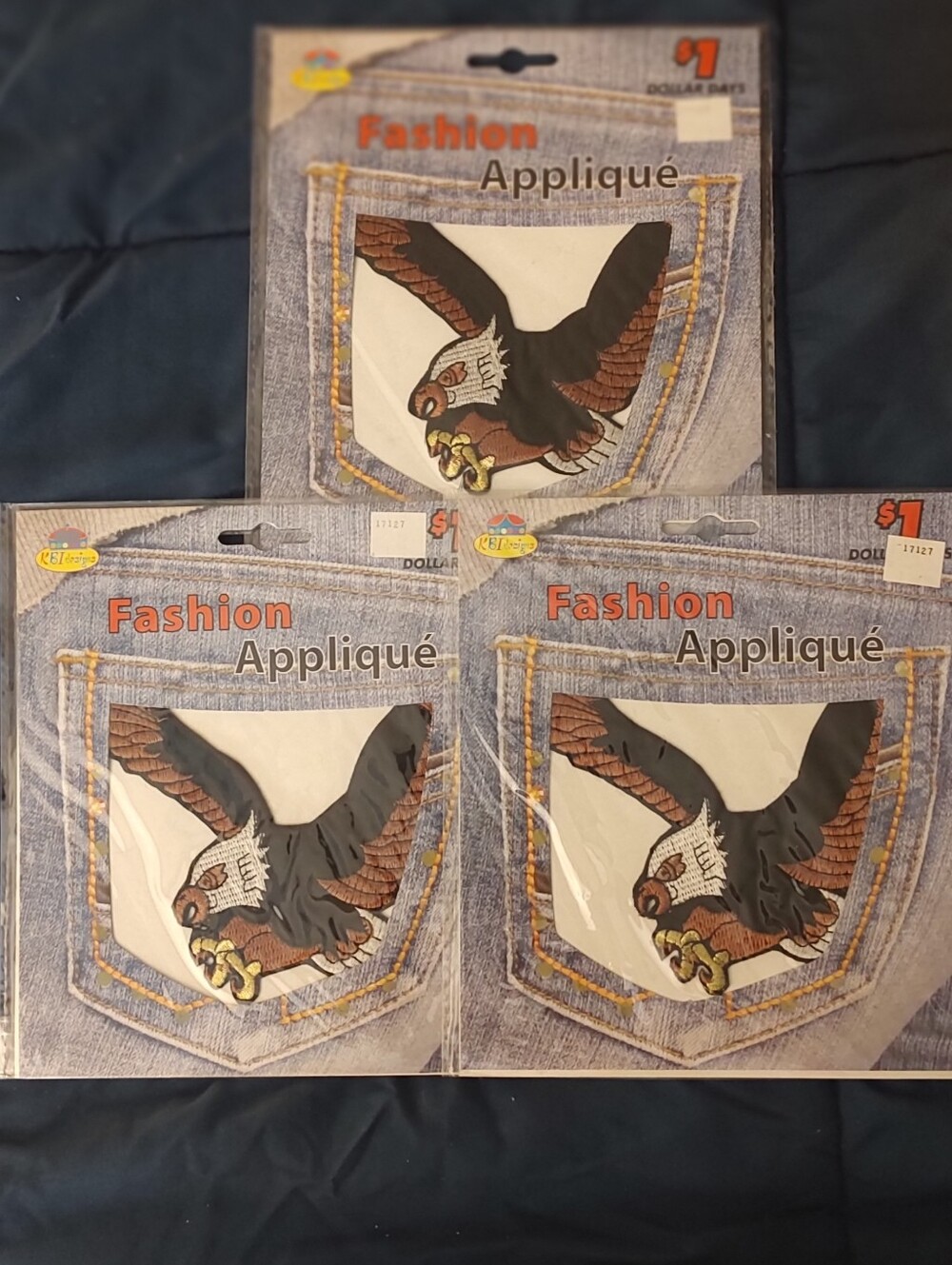 Appliques/iron ons Eagles KBI Designs lot of 3 USA Americana